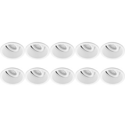 Spot Armatuur 10 Pack - Pragmi Zano Pro - GU10 Inbouwspot - Rond - Wit - Aluminium - Kantelbaar - Ø93mm