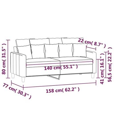 Tweezitsbank 140 cm fluweel donkergrijs - thumbnail