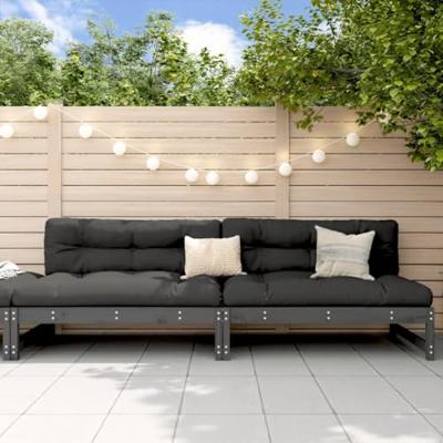 Tuinmiddenbanken 2 st 120x80 cm massief grenenhout grijs