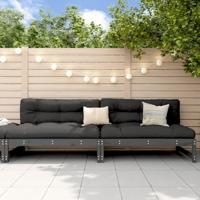 Tuinmiddenbanken 2 st 120x80 cm massief grenenhout grijs - thumbnail