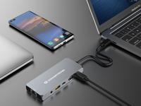 Conceptronic DONN22G notebook dock & poortreplicator Bedraad USB 3.2 Gen 2 (3.1 Gen 2) Type-C Grijs - thumbnail