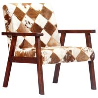 Fauteuil echt geitenleer wit en bruin - thumbnail