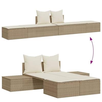 Ligbed 2-persoons met kussens poly rattan beige Ligbed 2-persoons met kussens poly rattan beige