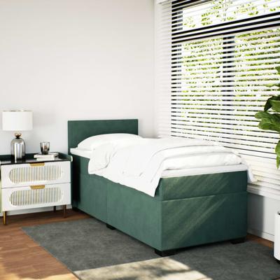 Boxspring met matras fluweel donkergroen 140x190 cm