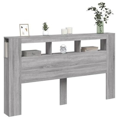 Hoofdeinde met LED 180x18,5x103,5 cm bewerkt hout grijs sonoma