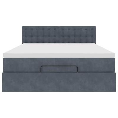 Ottoman bed met matras 140x190cm fluweel donkergrijs