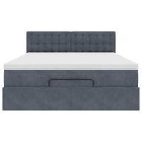 Ottoman bed met matras 140x190cm fluweel donkergrijs - thumbnail