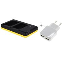 Duo lader voor 2 camera-accu's Sony NP-FW50 + handige 2 poorts USB 230V adapter - thumbnail