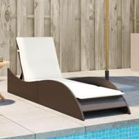 Ligbed met kussen 60x205x73 cm poly rattan bruin - thumbnail