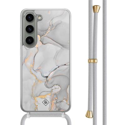 Samsung Galaxy S23 hoesje met grijs koord - Marmer grijs