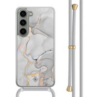 Samsung Galaxy S23 hoesje met grijs koord - Marmer grijs - thumbnail