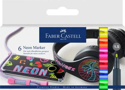 Neon markers Faber-Castell 6 kleuren Neon markers Faber-Castell 6 kleuren