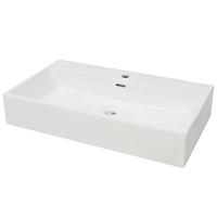 VidaXL Wastafel met kraangat wit 76x42,5x14,5 cm kermiek - thumbnail