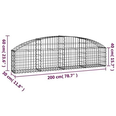Schanskorf gewelfd 200x30x40/60 cm gegalvaniseerd ijzer Schanskorf gewelfd 200x30x40/60 cm gegalvaniseerd ijzer