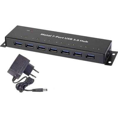 Renkforce RF-3955359 USB 3.2 Gen 1-hub 7 poorten Voor wandmontage, Met metalen behuizing Zwart Renkforce RF-3955359 USB 3.2 Gen 1-hub 7 poorten Voor wandmontage, Met metalen behuizing Zwart