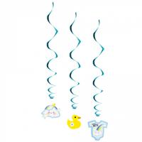 Swirls Hangdecoratie Geboorte Jongen - 3 Stuks - thumbnail