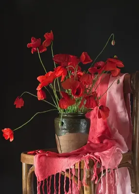 Alexsar Art Tuinschilderij rode bloemen in een vaas 70x50cm