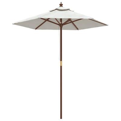 VidaXL Parasol met houten paal 196x231 cm zandkleurig