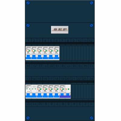 SEP 10 groepenkast 10 aardlekautomaten B16 30mA + kookgroep aardlekautomaat B16 30Ma 400V