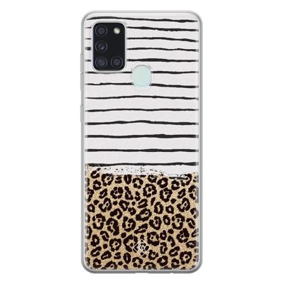 Samsung Galaxy A21s siliconen telefoonhoesje - Leopard lines