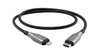 Cygnett Gepantserde Lightning naar USB-C snellaadkabel 30W (1m, zwart) - thumbnail