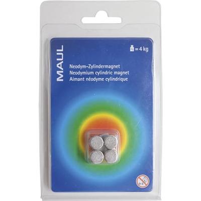 Maul Neodymium magneet (Ø x h) 10 mm x 10 mm Cilinder Zilver 4 stuk(s) 6166896