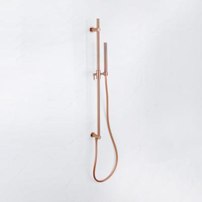 Fortifura Calvi Glijstangset - geïntegreerde wandaansluitbocht - doucheslang glad- staaf handdouche - Geborsteld koper PVD (Koper) SW1111533/SW799407///SW970046