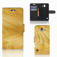 Huawei Ascend Y550 Book Style Case Licht Hout - thumbnail