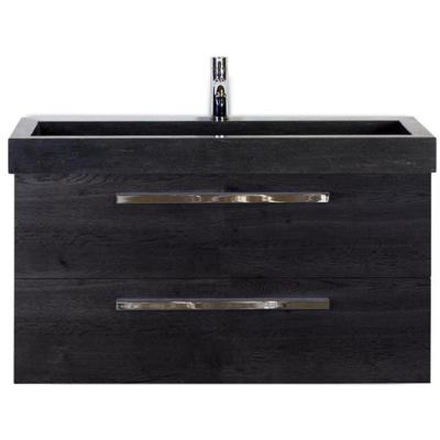 Seville Badmeubelset 100 cm - Black Oak - Wastafel Hardsteen Wit Lucca