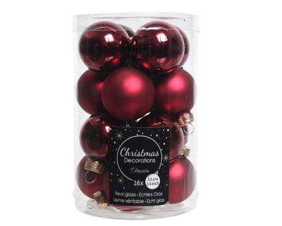 16 Glazen balletjes 35 mm ossenbloed - Decoris