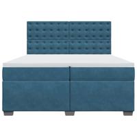 Boxspring met matras fluweel blauw 200x200 cm - thumbnail