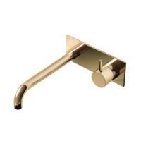 Hotbath Cobber 2-gats inbouw wastafelkraan 25cm met plaat gepolijst messing - thumbnail