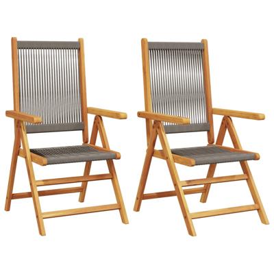 Tuinstoelen 4 st verstelbaar massief acaciahout grijs - thumbnail