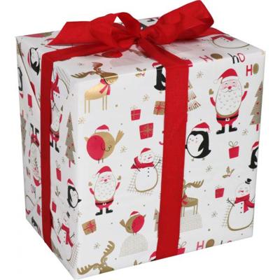 Cadeaupapier Kerst 50cm dessin wit Pinguin - Kerstman