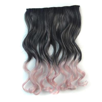 Eendelige naadloze Hair Extension stuk kleur verloop grote golf lang Curling Clip Type haarstukje