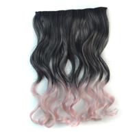 Eendelige naadloze Hair Extension stuk kleur verloop grote golf lang Curling Clip Type haarstukje - thumbnail