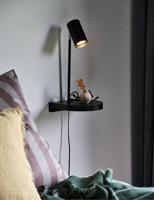 Bedlamp wandlamp met usb zwart en plankje &apos;Cody&apos; - thumbnail