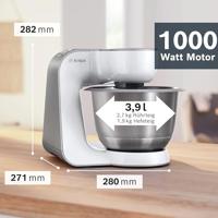 Bosch Haushalt MUM58W20 Foodprocessor 1000 W Wit, Zilver (mat) - thumbnail