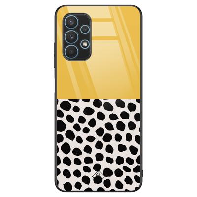 Samsung Galaxy A32 5G glazen hardcase - Abstract geel Samsung Galaxy A32 5G glazen hardcase - Abstract geel