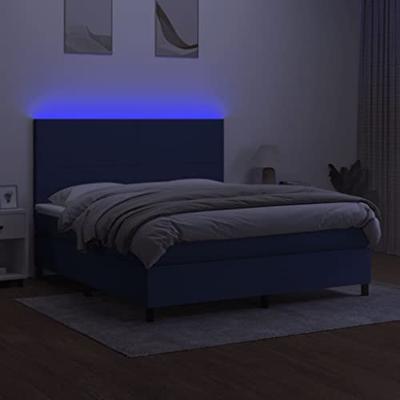 Boxspring met matras en LED stof blauw 160x200 cm
