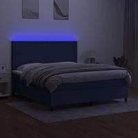 Boxspring met matras en LED stof blauw 160x200 cm - thumbnail