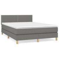 Boxspring met matras stof donkergrijs 140x200 cm - thumbnail