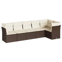 6-delige Loungeset met kussens poly rattan bruin - thumbnail