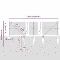 VidaXL Afrasteringspaal grijs 25 x 0,5 m (16 x 16 mm gaas) staal - thumbnail