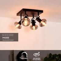 Lucide MADEE - Plafondspot - 4xE14 - Zwart - thumbnail