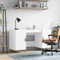 Bureau 140x50x75 cm bewerkt hout wit - thumbnail