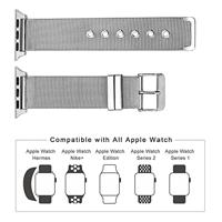 Milanese met gesp bandje - Champagne goud - Geschikt voor Apple Watch 44mm / 45mm / 46mm / 49mm - thumbnail