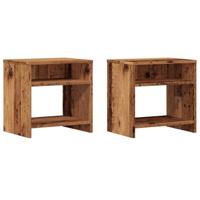 Nachtkastjes 2 st 40x30x40 cm bewerkt hout oud houtkleurig - thumbnail