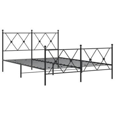 Bedframe met hoofd- en voeteneinde metaal zwart 137x190 cm
