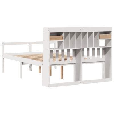 Bed met boekenkast zonder matras grenenhout wit 150x200 cm - thumbnail